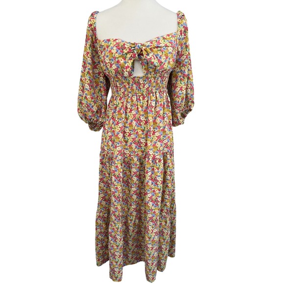 Lush Dresses & Skirts - LUSH Floral Print Square Neck Tie Front Maxi Dress‎ Women's Size M